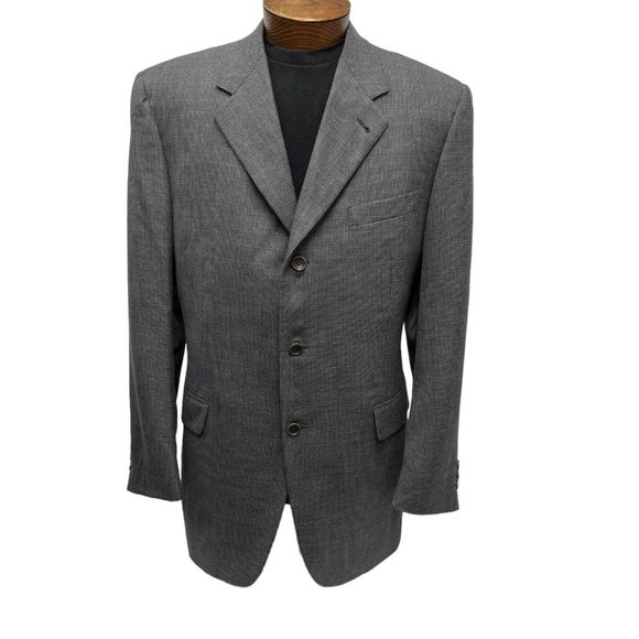 Canali Men's Size 52R EU (42 US) Blazer Jacket 3-Button Dark Gray Wool Italy euc